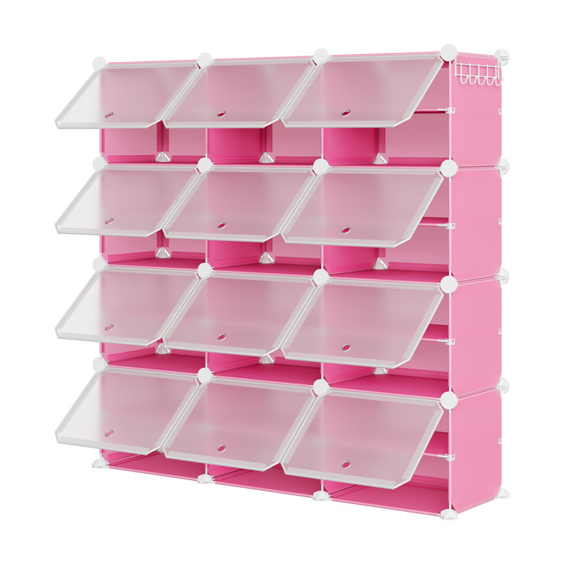 24 Pair Shoe Rack, 44 cm H x 23 cm W x 33 cm D, Pink