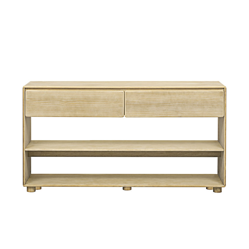 Console avec tiroirs et tablettes, Bois naturel délavé