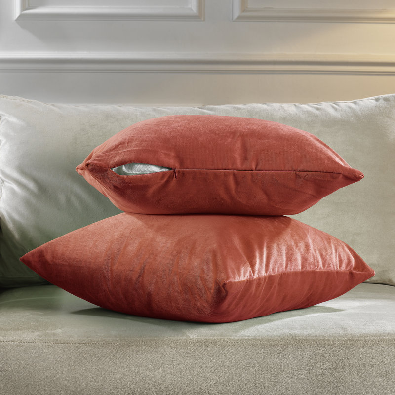 Matte Velvet Pillow Cover, 22" x 22", 55 Salmon