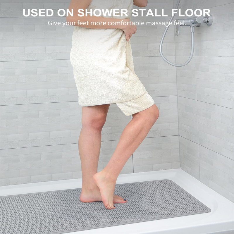 Graeme Plastic / Acrylic Non-Slip Shower Mat, Light Grey