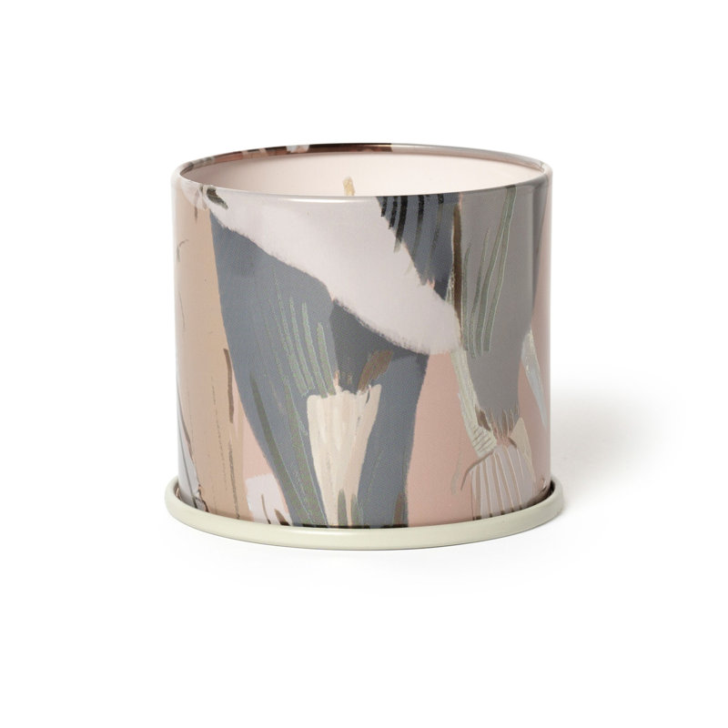 Coconut Milk Mango Scented Candle in Beige Floral Tin