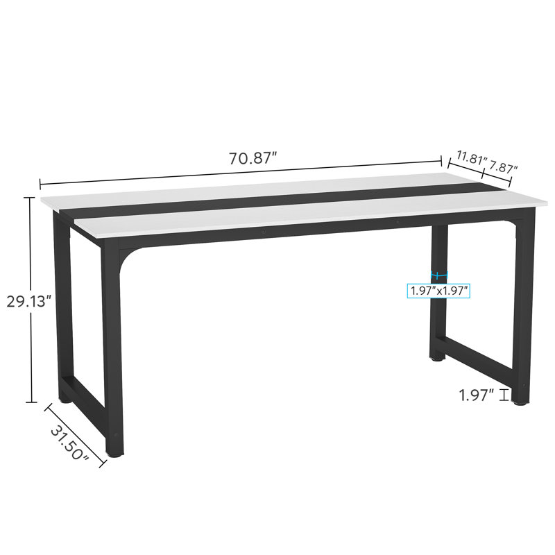 Bureau Reinbeck, H 29,13 po x l 70,8 po x P 31,5 po, Blanc / noir
