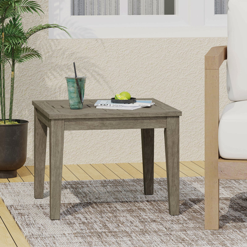 Table d'appoint d'extérieur en bois d'acacia, l 20 po x P 20 po x H 15,75 po