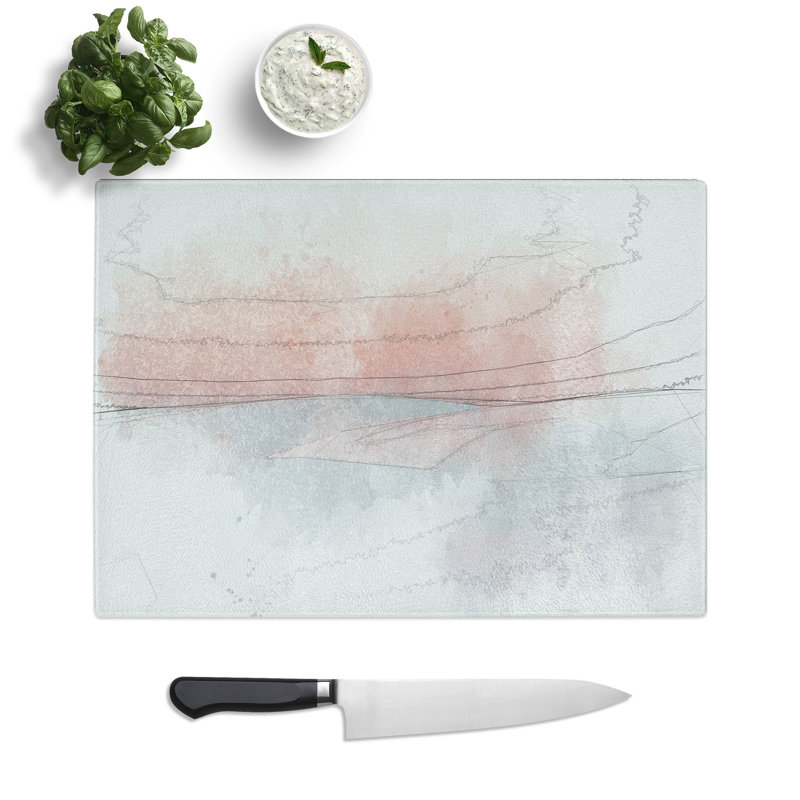 Tempered Glass Pink Desert Chopping Board, 28.5 cm x 39 cm