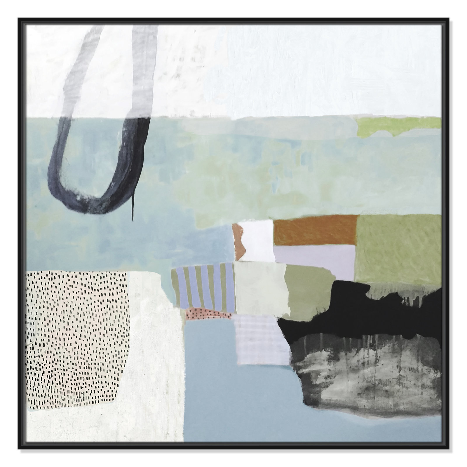 Concorde "Blue Rhythm" Painting by Nathaniel Mather, 37.5" H x 37.5" W x 2" D, Black Framed Canvas, No Mat