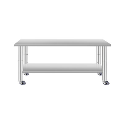 24 - Inch Deep 60 Wide Stainless Steel Work Table With Wheels And Under Shelf, 35.5 Inches Tall For Commercial Food Service In Home Kitchen By Shelf Wheels, Professional Preparation