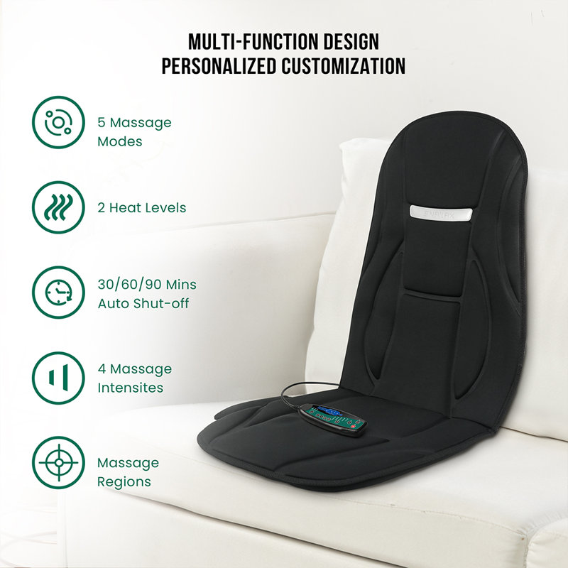 Snailax Vibration Back Massager with Heat, Heated Seat Massager with 8 Vibrating Motors & 5 Modes - SL-222