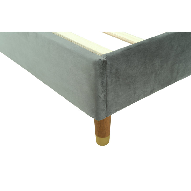 Lit plateforme tapissier Carmesa, Double, gris