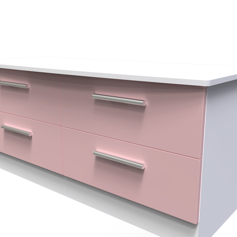 Fully Assembled Letoya 4 - Drawer Chest of Drawers, Kobe Pink/White