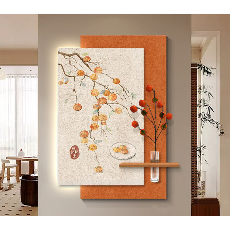 Nouvelles plantes de style chinois avec des lanternes et une image de "Che Che Ruyi", H 51,18 po x l 33,86 po x P 4,72 po