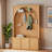 Retro Arched Hall Tree With Adjustable Shelves, Bench, Cabinets, Coat Rack And Open Shelving-1877508344