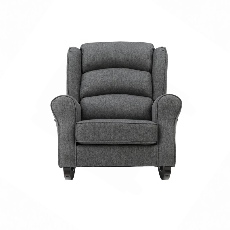 Chaise berçante, chaise berçante grise avec accoudoirs évasés