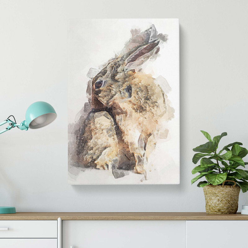 Brown Rabbit In Abstract - Wrapped Canvas, 60cm H x 40cm W x 3cm D