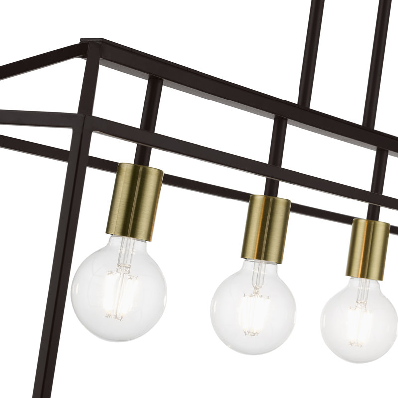 Veasey 4 - Light Steel Dimmable Kitchen Island Square / Rectangle Chandelier, Bronze/Antique Brass