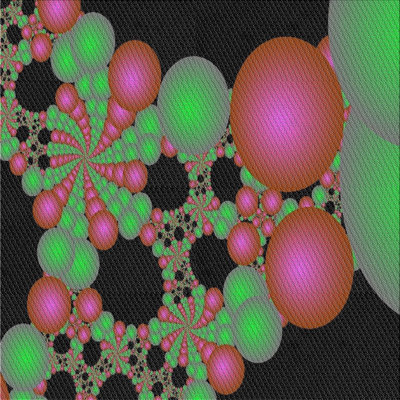 Tapis vert/rose/noir à motifs