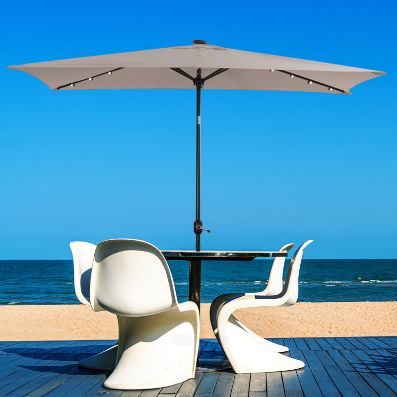 Parasol de marché rectangulaire lumineux Ishaan 9 pi x 6,5 pi, Beige