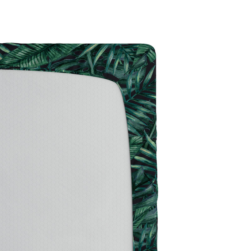 Microfiber Floral Fitted Sheet, Full Fitted Sheet, Dark Green Floral 2