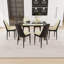 Ensemble de table de salle à manger 51 personnes en verre 51 po, ensemble de cuisine avec table et chaises en métal noir, plateau de table rectangulaire moderne en verre trempé et chaises de salle à manger rembourrées en polyuréthane épais-410742078-410742066