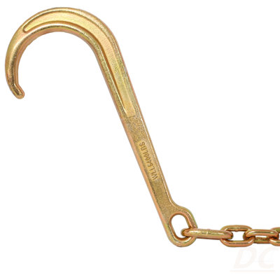 5/16''X2' G70 J Hook Tow Chain V Bridle With Large Shank J Hooks And Grab Hooks,Flatbed Truck Trailer Safety Tow Chain 4700 Lbs Working Load Limit