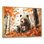 Mère ours avec des oursons en automne II - art mural ours pour le salon
