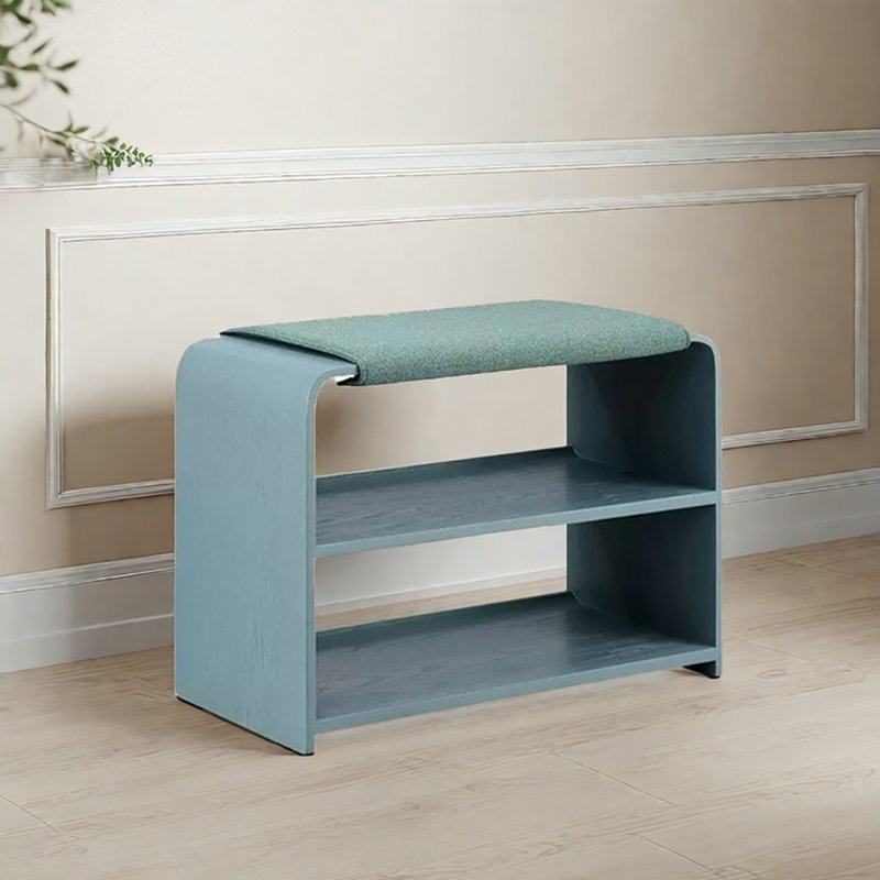 23.6in Shoe Changing Stool Shoe Storage Stool, Blue
