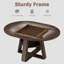 Table de salle à manger ronde extensible avec chaises rembourrées et tablette intégrée, 4 à 8 sièges-1077362801