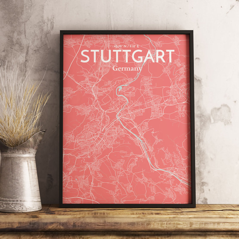 Stuttgart City Map - No Frame Print, 70.1cm H x 50cm W x 0.1cm D