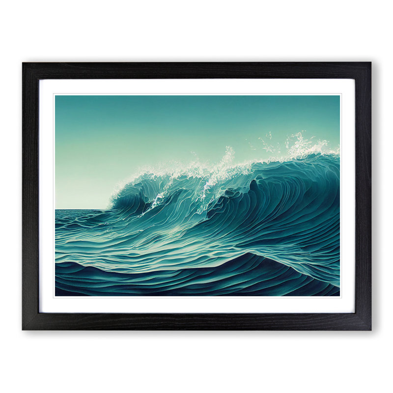 Delightful Ocean Wave - Single Picture Frame Painting, 25cm H x 34cm W x 2cm D, Black