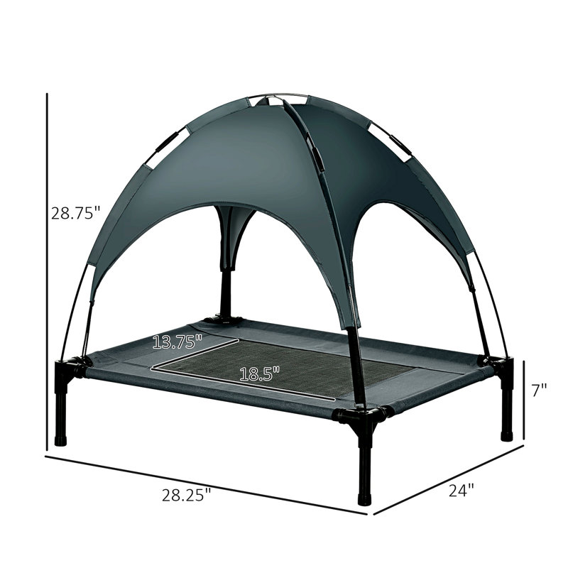 Lit surélevé portatif pour chien, Petit (H 28,78 po x l 30,03 po x P 24,03 po), Gris