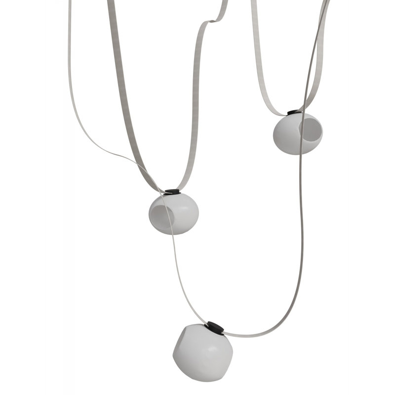 Luminaire suspendu 3 lumières en verre ivoire / blanc Pangita, Ivoire ivoire
