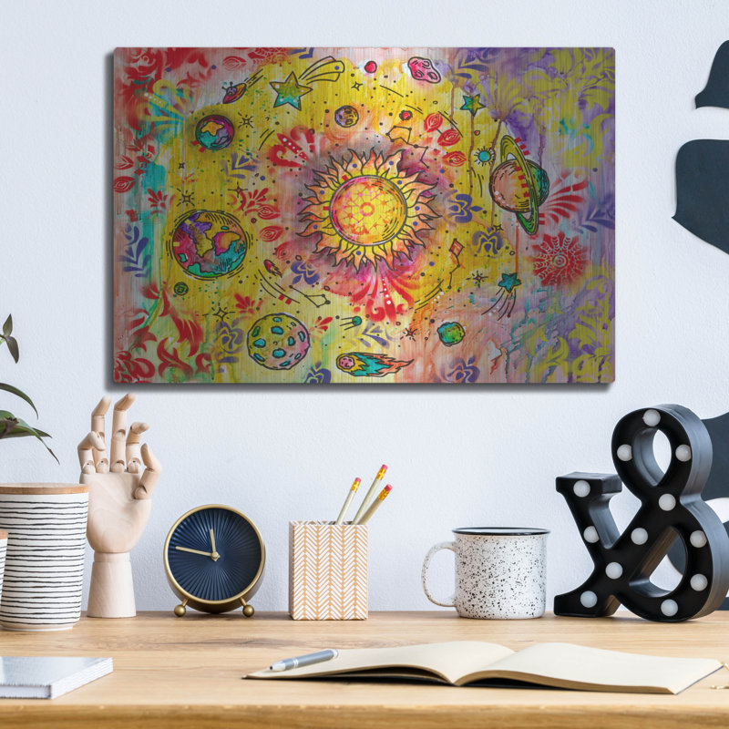 Bungalow Rose «Rotation Around The Sun» par Dean Russo, art mural en métal, H 12 po x l 16 po