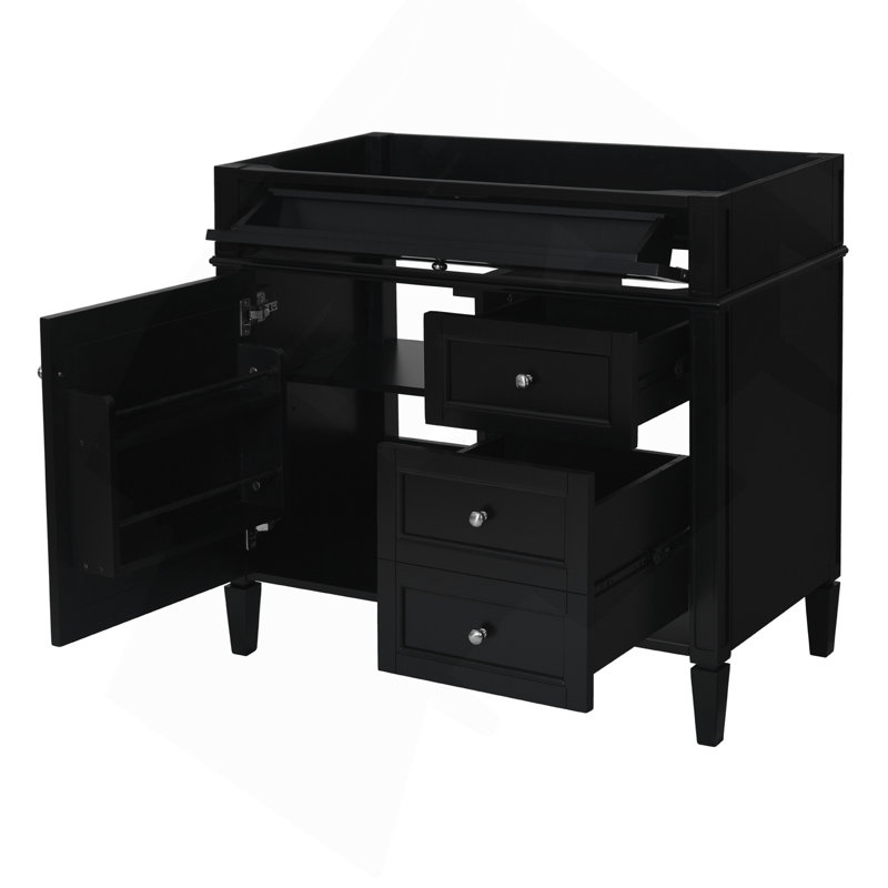 Meuble-lavabo de 36 po sans lavabo supérieur, armoire de rangement moderne avec 2 tiroirs et un tiroir basculant, structure en bois massif