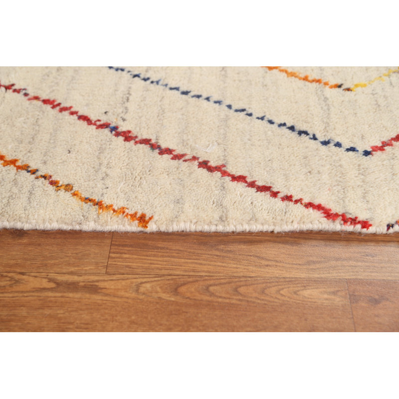 Tapis marocain géométrique en laine noué à la main 3 x 5
