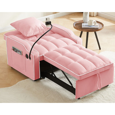 Canapé-lit, canapé-lit convertible 3 en 1 avec dossier réglable, support pour téléphone et USB, type C, fauteuil inclinable réglable, fauteuil pour salon, chambre à coucher, petit espace