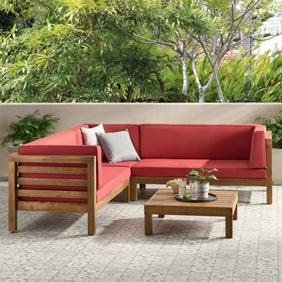 Ensemble de conversation modulaire 4 pièces avec coussins Adharsh