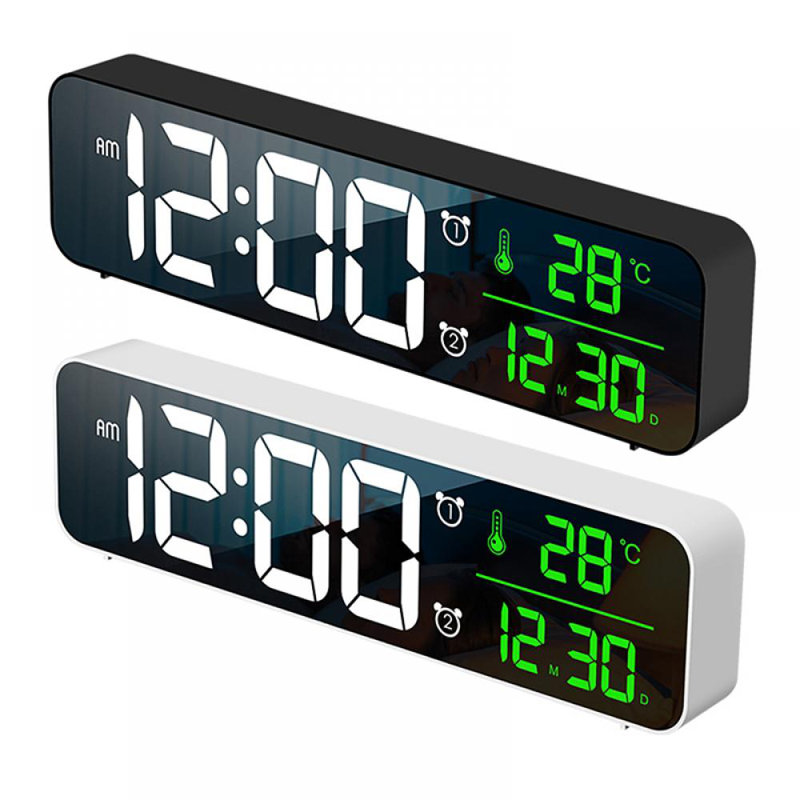 Digital Mechanical Tabletop Clock with Alarm, Black