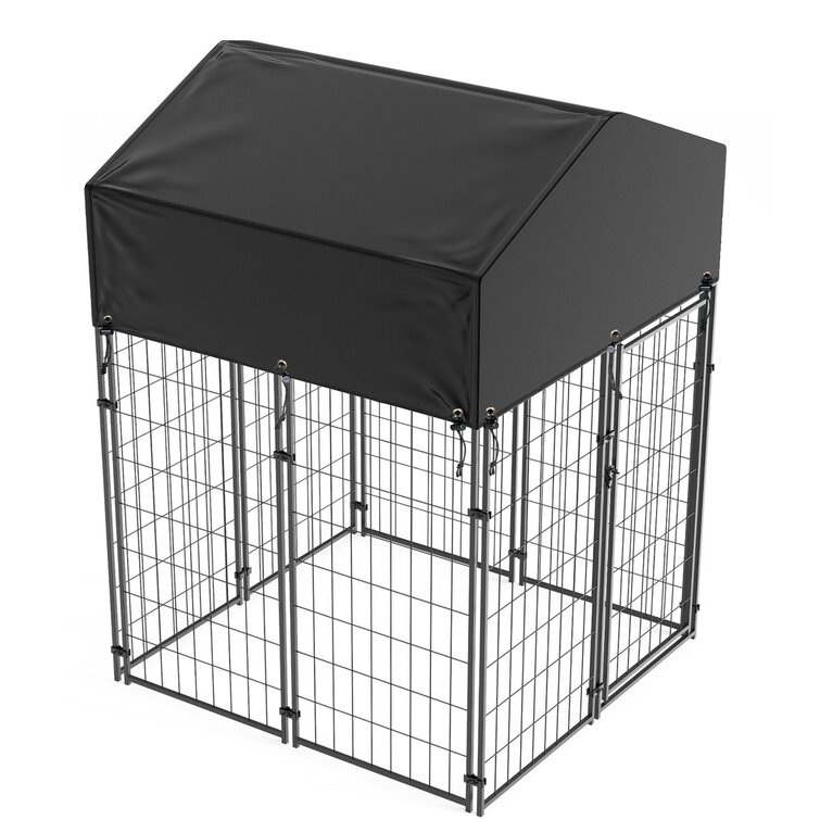 Bingo Paw 2 Dogs Extra Large Dog Crate Heavy Duty Metal Dog Cage Pet Kennel  Playpen with Waterproof Roof Cover