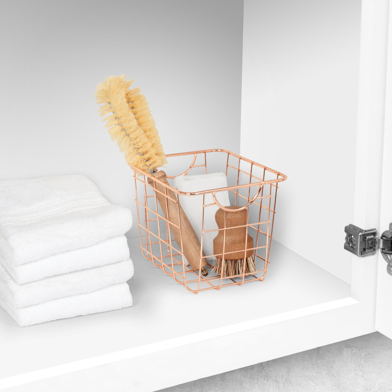 Canal d’utilité/panier en métal, H 12,5 po x l 18,75 po x P 7,5 po, Cuivre