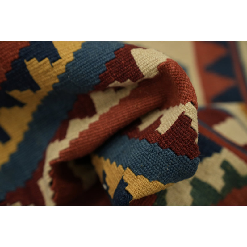 Quality Geometric Wool Kilim Area Rug 7x10