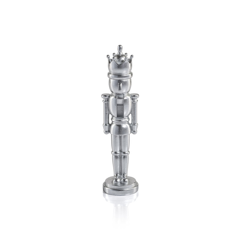 Hartwin 2-Piece Set Small Metallic Decorative Nutcracker Figurines, Silver