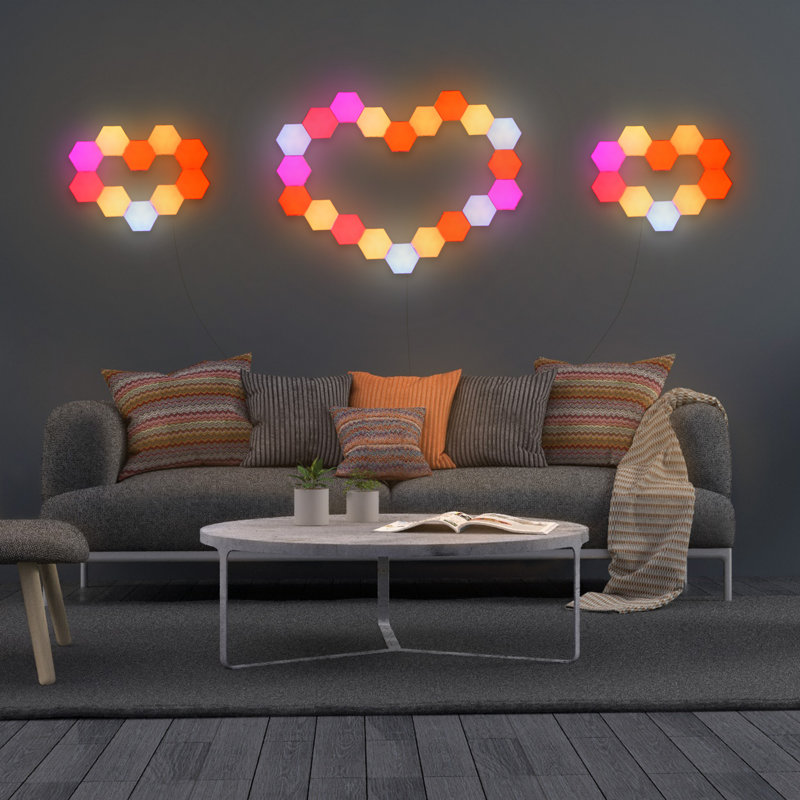 Corrigan Studio 40 Block Smart LED Hexagonal Light Panel Touch Sensitive Magnetic Wall Mount DIY