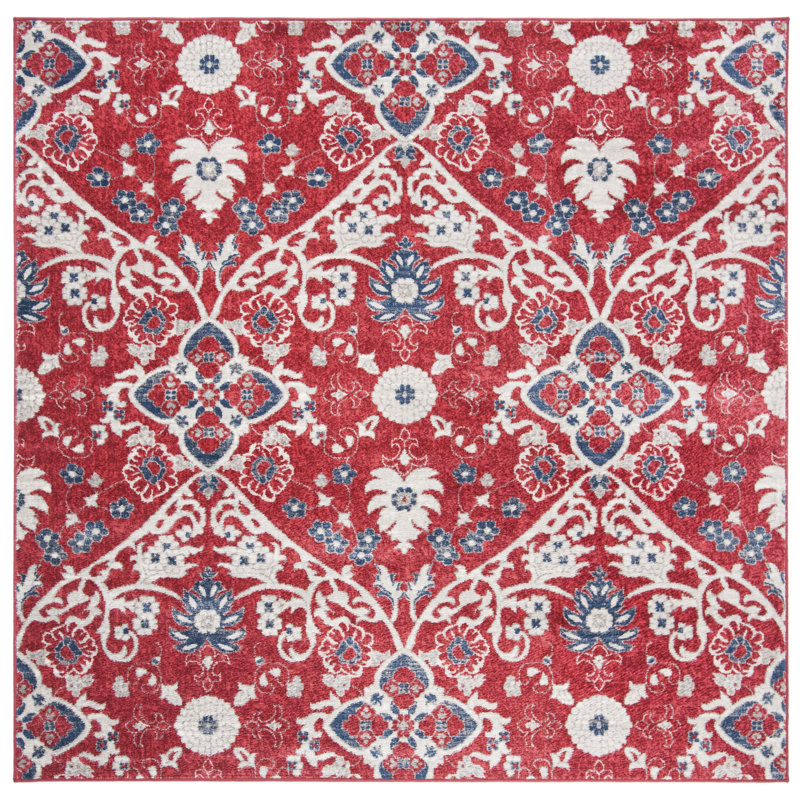 Tapis rouge / ivoire Evart Southwestern, Carré 6 pi 7 po