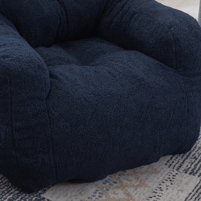 Fauteuil à billes Bean Bag Chair, Fausse fourrure bleu foncé