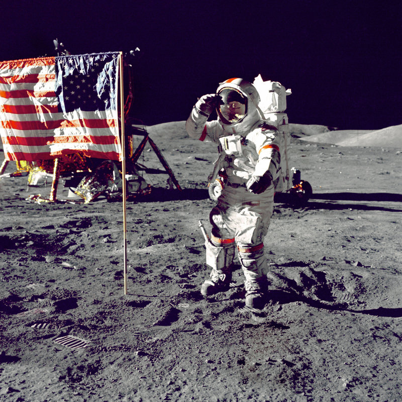 USA Moon Landing - Wrapped Canvas Print, 30cm H x 30cm W x 3.8cm D