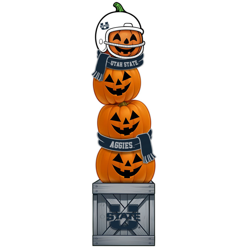 Utah State Pumpkin Stacked Leaner With Helmet