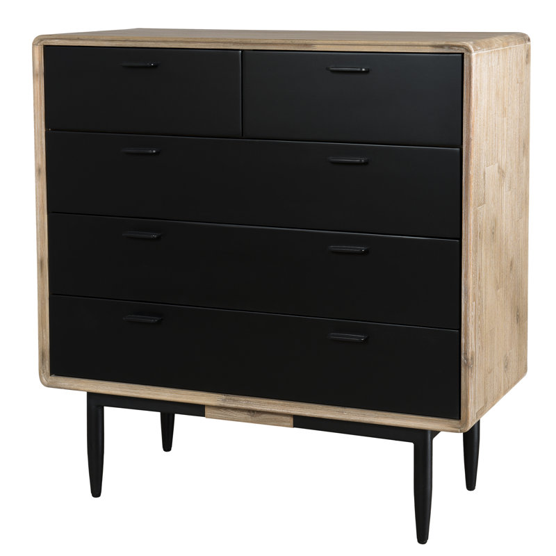 Brodeur Solid Wood 100 cm W Chest of 5 Drawers