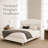  Queen Size French Retro Wingback Bed Frame, Teddy Fabric Upholstered, Sturdy Slat Support, No Box Spring Needed, Easy Assembly, Beige-1469637796-1469637850
