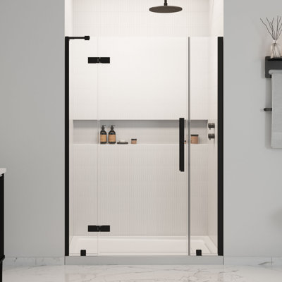 OVE Decors Tampa Alcove Frameless Pivot Hinge Shower Door Kit With Base Pan, 2025