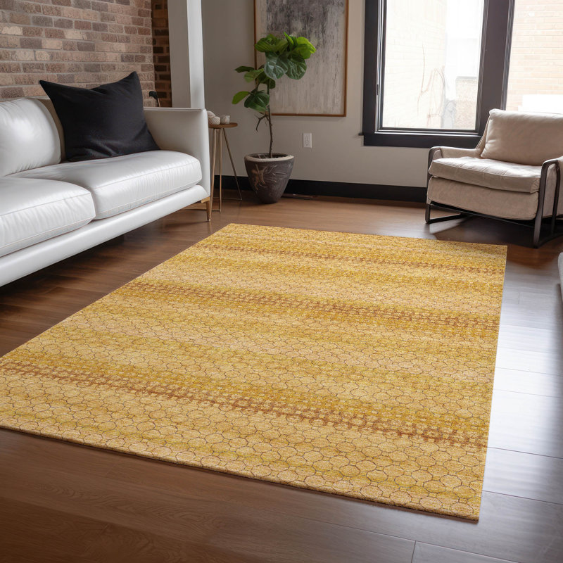 Machine Washable Indoor/Outdoor Christain ACN1427 Wheat Rug, Rectangle 8' x 10'