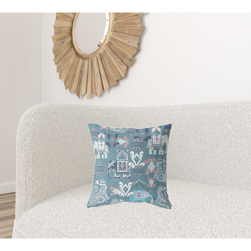 Coussin 18 po x 18 po Broadcloth, Floral gris / blanc